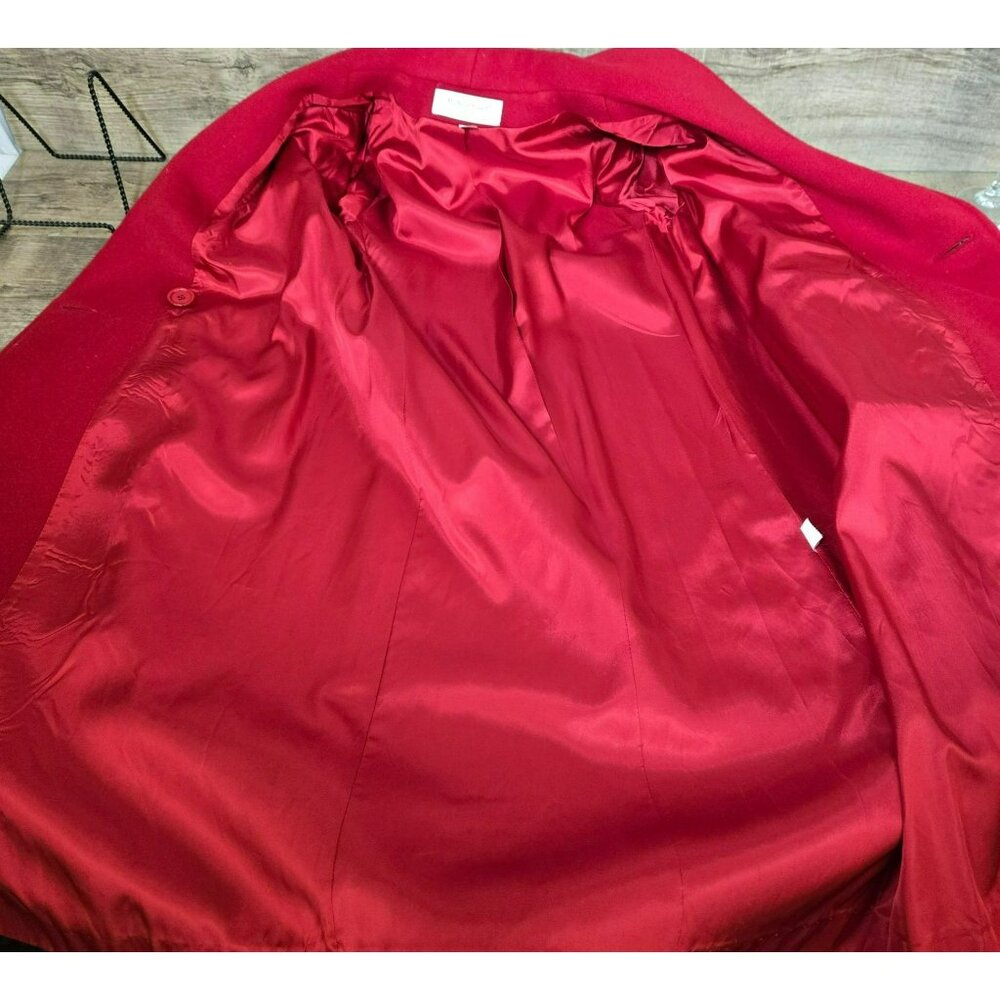 NWT VTG Michelle Stuart Petite SM* Red Wool Double-Breasted Overcoat Trench Coat - Picture 6 of 13